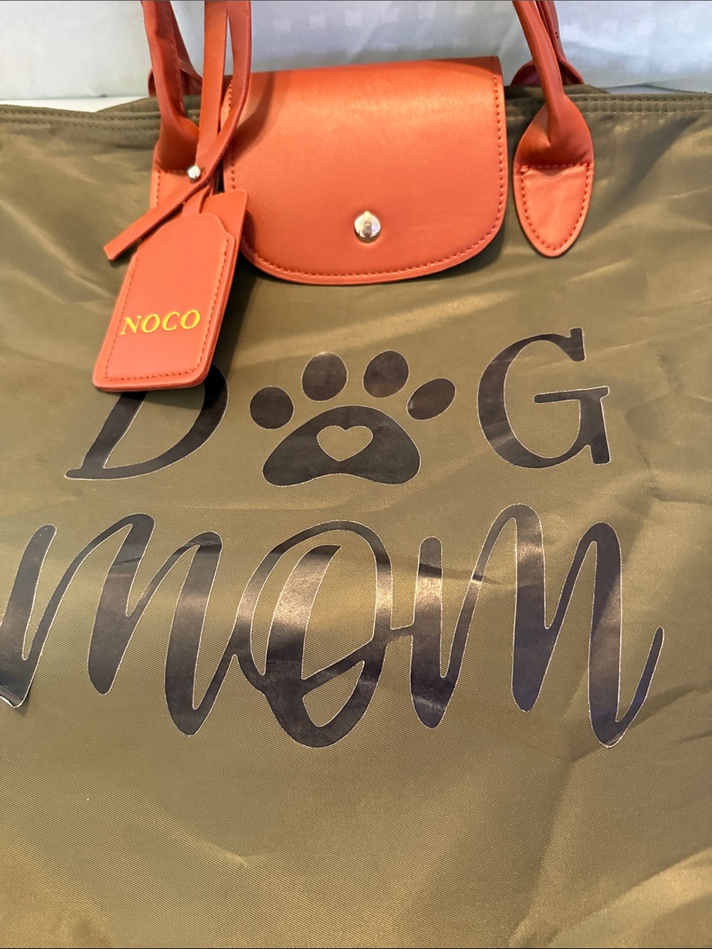 Orange Dog Mom Tote Bag